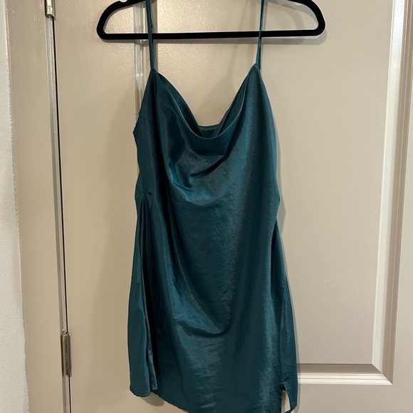 TOV noir Dresses & Skirts - Elegant Teal Satin Mini Dress